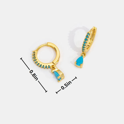 Blue Cyan Crystal Gold Hoop Earrings - Beautiful Earth Boutique