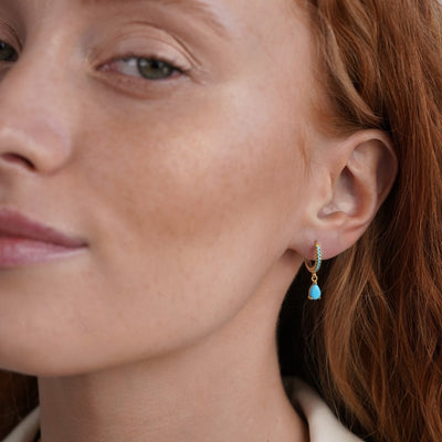 Blue Cyan Crystal Silver Hoop Earrings - Beautiful Earth Boutique