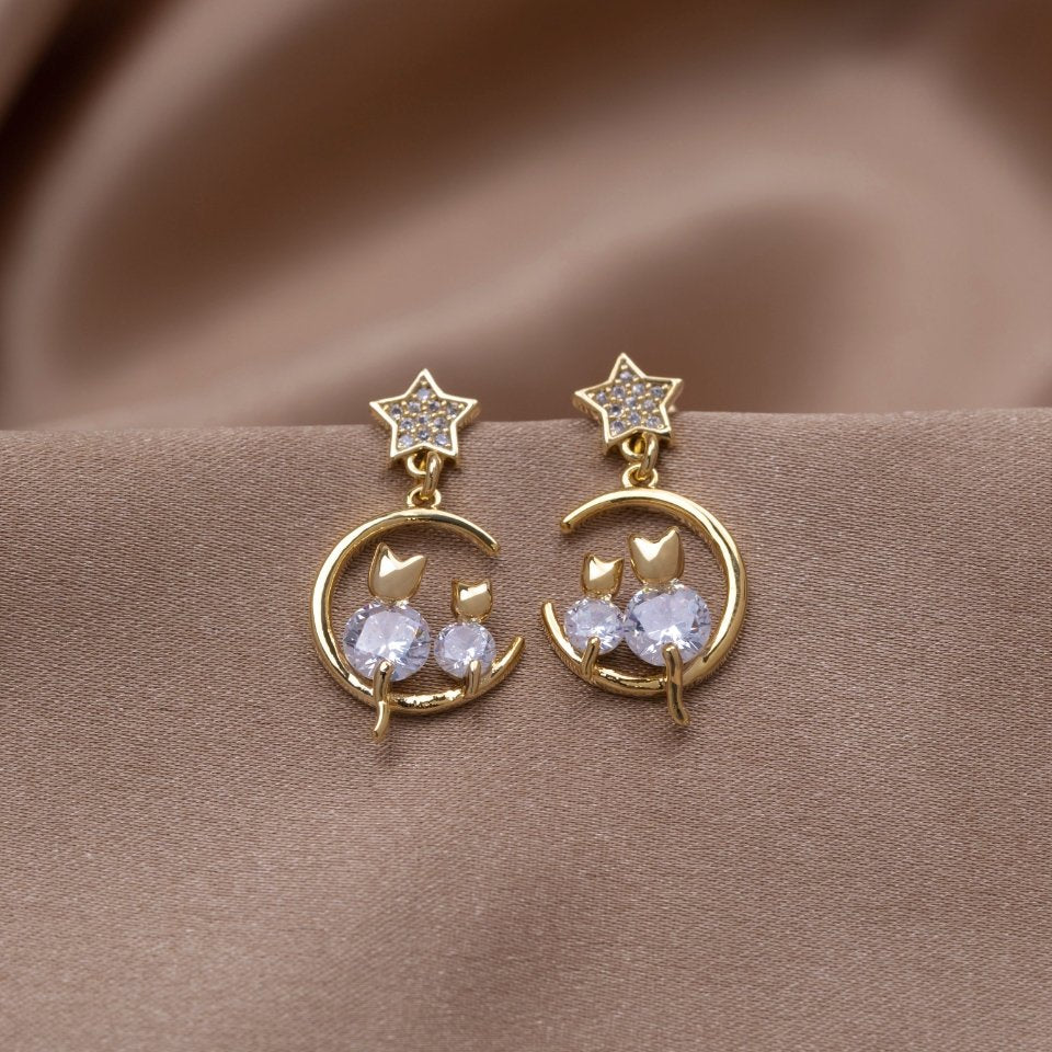 Cat & Moon Earrings – Beautiful Earth Boutique