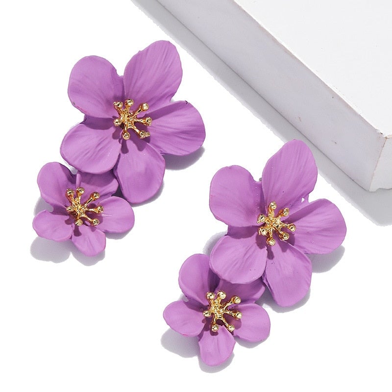 Celia Double Flower Earrings - Beautiful Earth Boutique