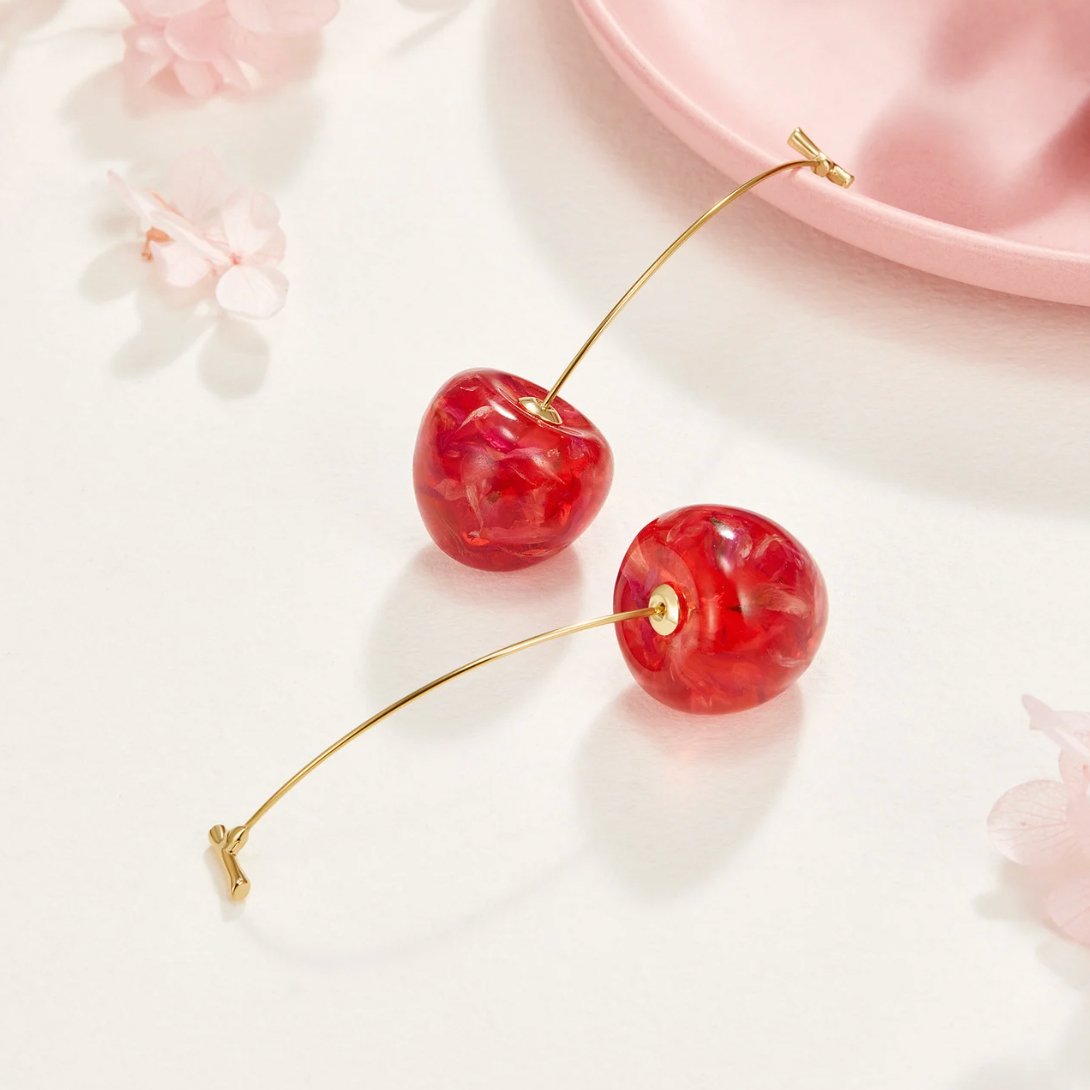 Celia Pink Cherry Earrings - Beautiful Earth Boutique