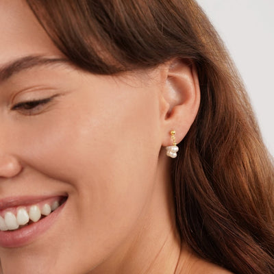 Celine Pearl Hoop Earrings - Beautiful Earth Boutique