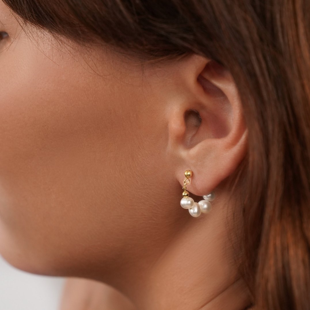 Celine Byzantine Small Enamel Crystal and Pearl Hoop Earrings