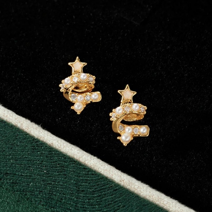 Christmas Tree Pearl Earrings - Beautiful Earth Boutique