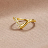 Chunky Gold & Crystal Wave Ring - Beautiful Earth Boutique