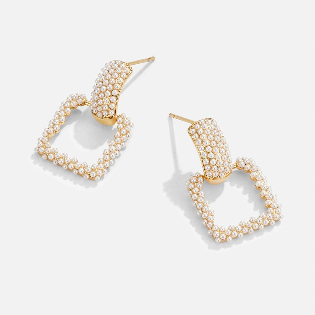 Chunky Pearl Square Drop Earrings - Beautiful Earth Boutique