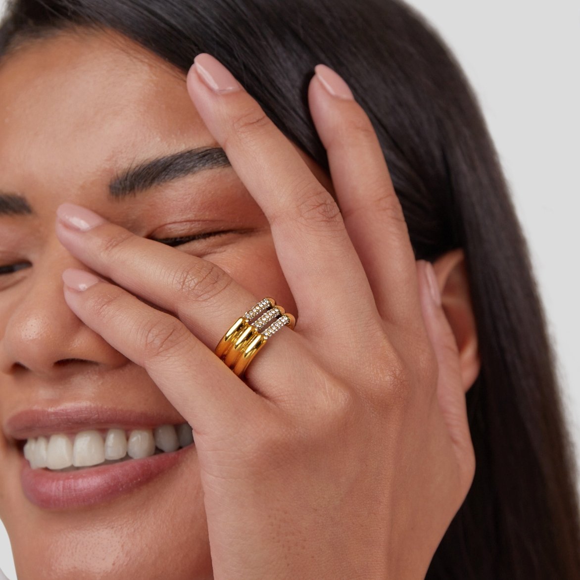 Chunky Trio Crystal Layered Ring - Beautiful Earth Boutique
