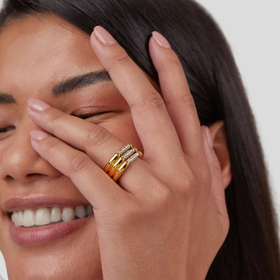 Chunky Trio Crystal Layered Ring - Beautiful Earth Boutique