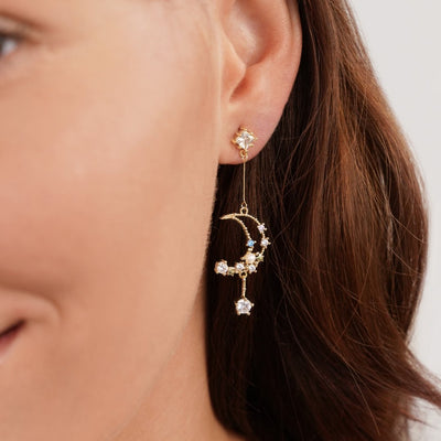 Crystal Crescent Moon Drop Earrings - Beautiful Earth Boutique