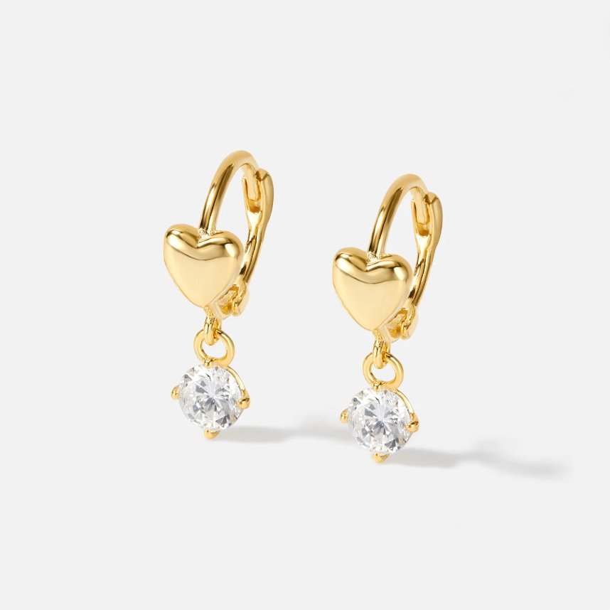 Crystal Heart Drop Hoop Earrings - Beautiful Earth Boutique