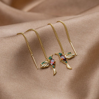 Crystal Hummingbird Tassel Earrings - Beautiful Earth Boutique