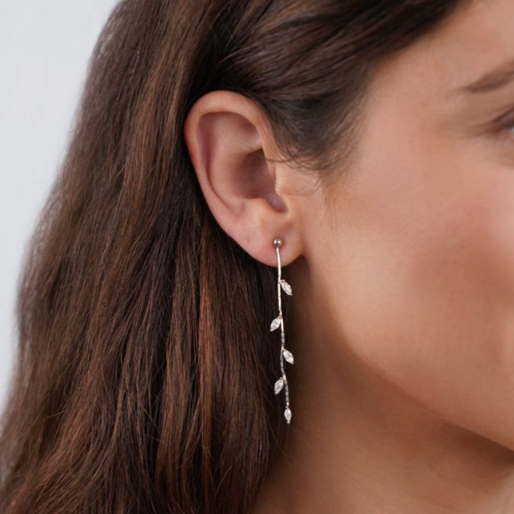 Crystal Leaf Earrings - Beautiful Earth Boutique