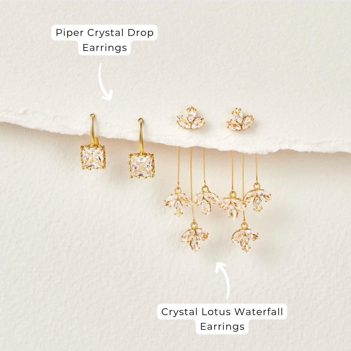 Crystal Lotus Waterfall Earrings - Beautiful Earth Boutique