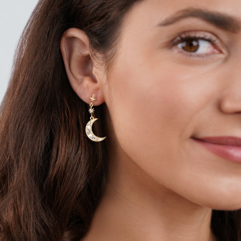 Crystal Moon & Star Earrings - Beautiful Earth Boutique