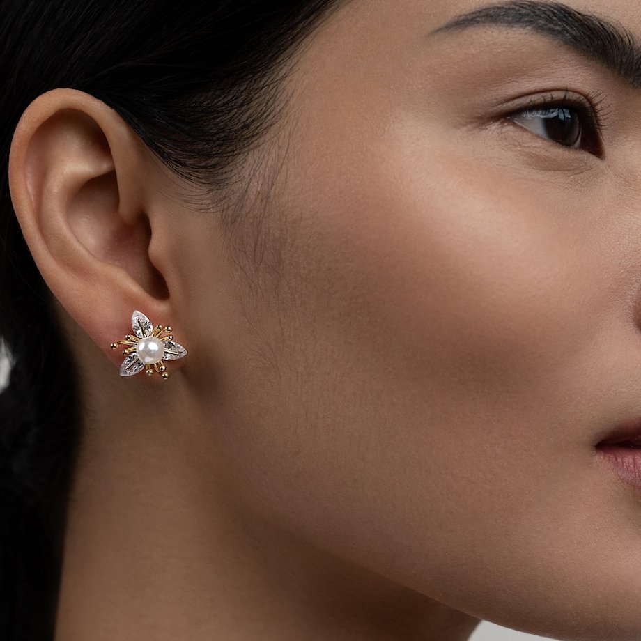 Crystal & Pearl Flower Earrings - Beautiful Earth Boutique