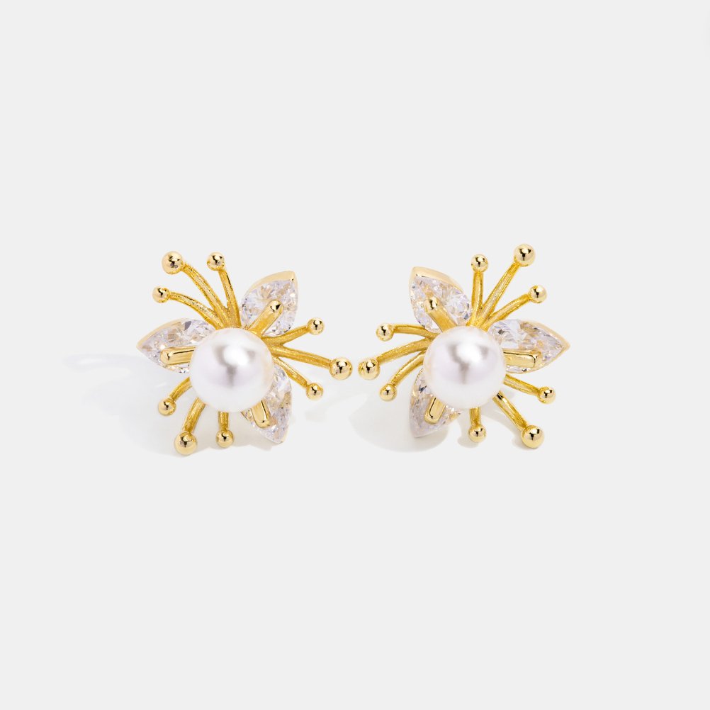 Crystal & Pearl Flower Earrings – Beautiful Earth Boutique