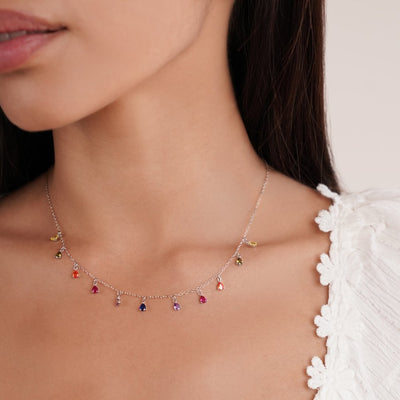 Crystal Rainbow Silver Necklace - Beautiful Earth Boutique