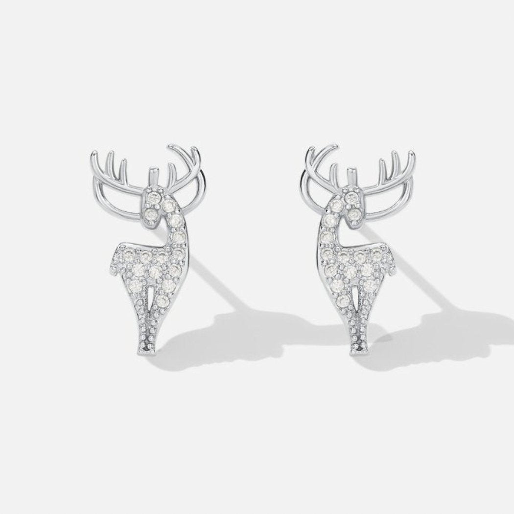 Crystal Silver Reindeer Earrings - Beautiful Earth Boutique