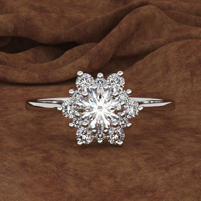 Silver Crystal Snowflake Ring