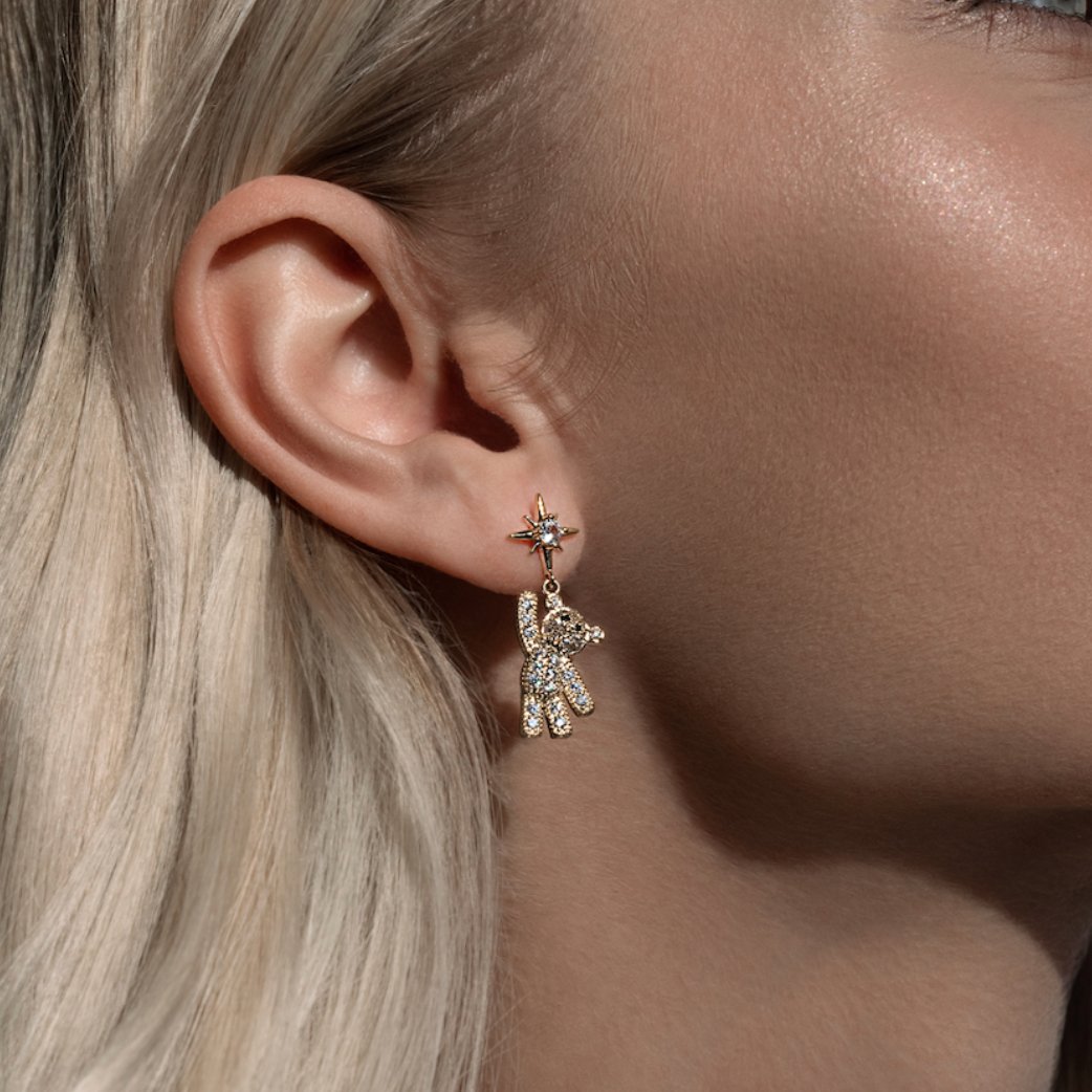 Crystal Teddy Bear Earrings - Beautiful Earth Boutique