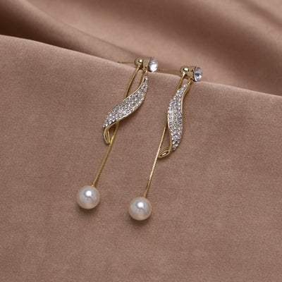 Crystal Wave Pearl Drop Earrings - Beautiful Earth Boutique