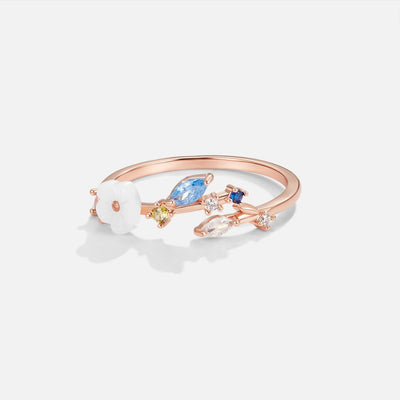 Crystal White Blossom Rings Rose Gold - Beautiful Earth Boutique