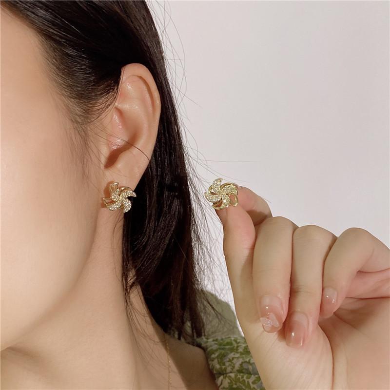 Crystal Windmill Gold Necklace & Earrings