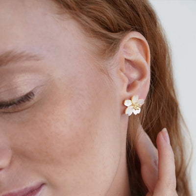 Dahlia Shell Flower Earrings - Beautiful Earth Boutique