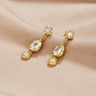 Elsa White Crystal Drop Earrings - Beautiful Earth Boutique