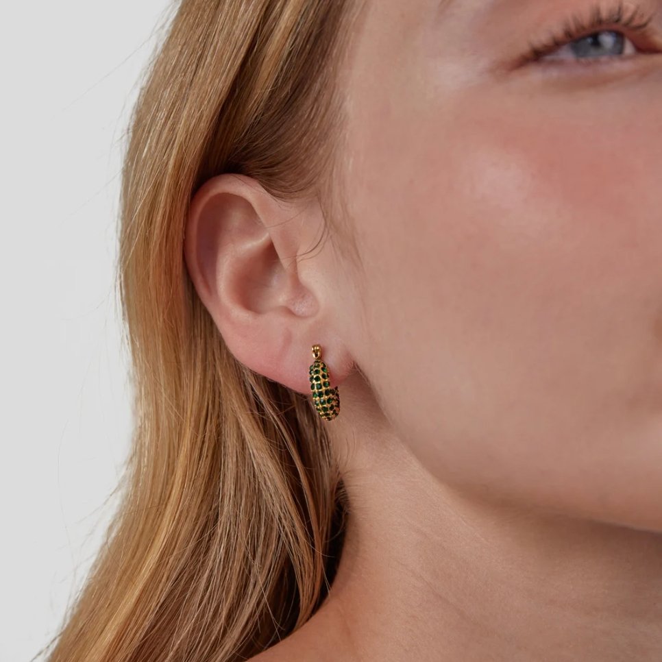 Emerald Beauty Hoop Earrings - Beautiful Earth Boutique