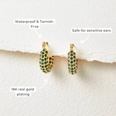 Emerald Beauty Hoop Earrings - Beautiful Earth Boutique