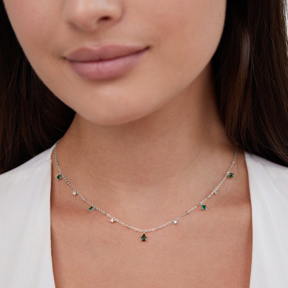 Emily Crystal Silver Necklace - Beautiful Earth Boutique