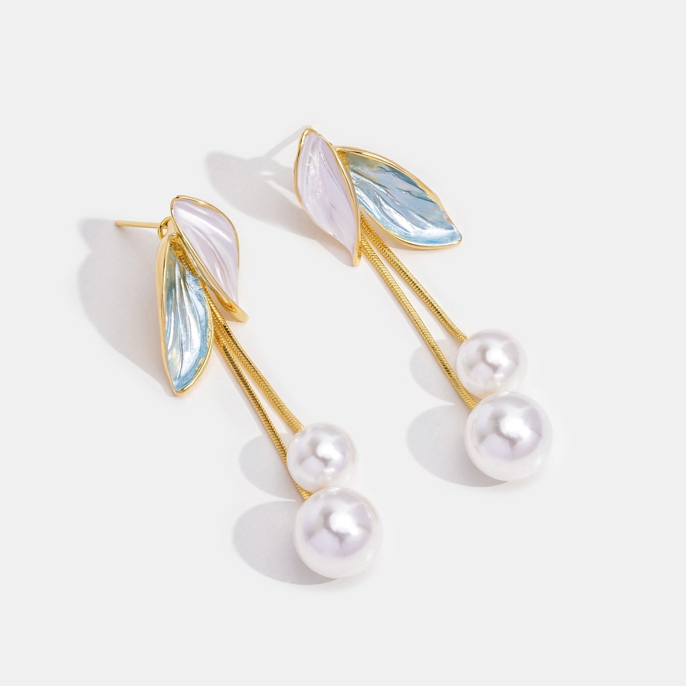 Falling Leaf Pearl Tassel Earrings - Beautiful Earth Boutique