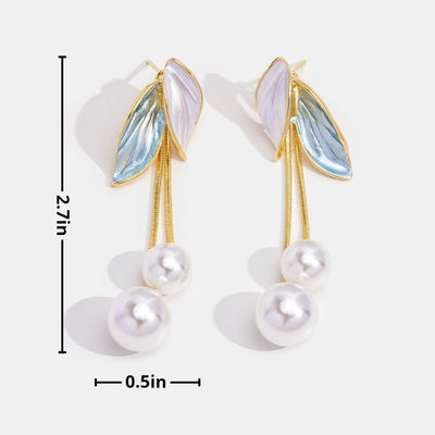 Falling Leaf Pearl Tassel Earrings - Beautiful Earth Boutique