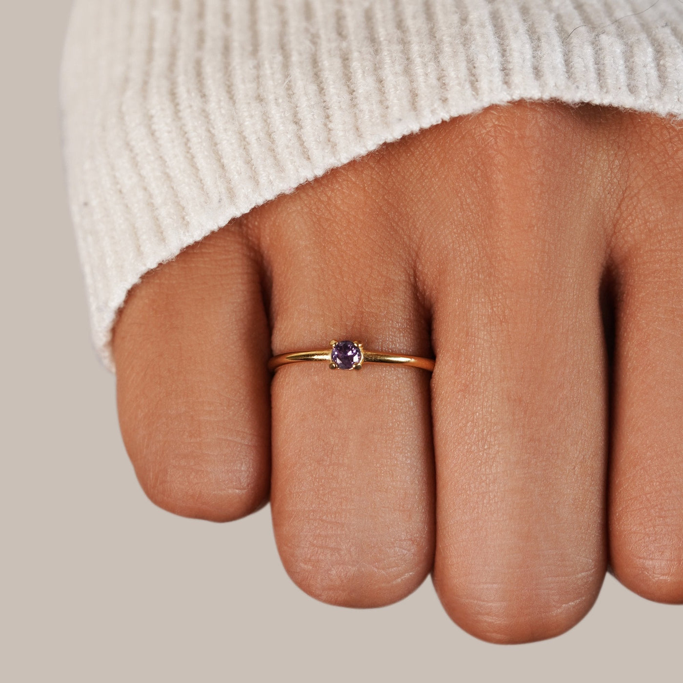 February Birthstone 18K Gold Ring - Beautiful Earth Boutique