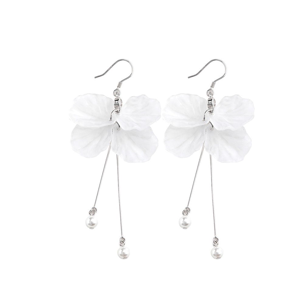 Pastel Multi Flower Spring Pearl Drop Acrylic Earrings 