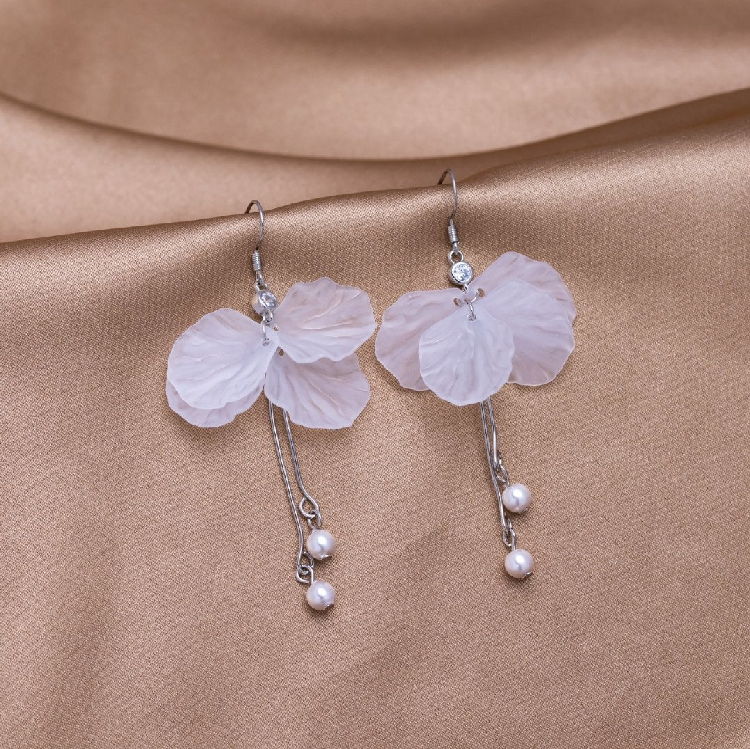 Flower Petal Pearl Drop Earrings - Beautiful Earth Boutique