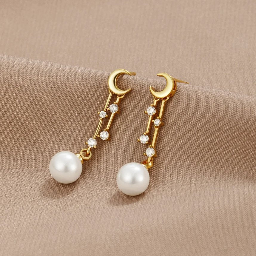 'For the Dreamer' Moon & Pearl Earrings - Beautiful Earth Boutique