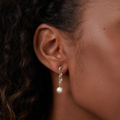 'For the Dreamer' Moon & Pearl Earrings - Beautiful Earth Boutique