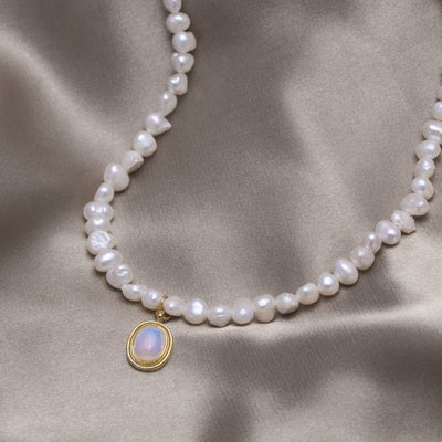 Freshwater Pearl & Moonstone Necklace - Beautiful Earth Boutique