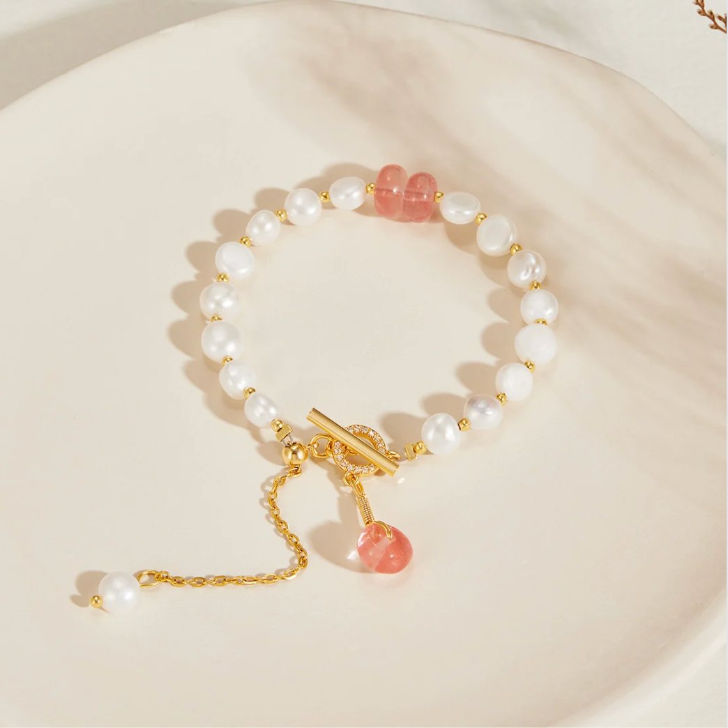 Freshwater Pearl & Pink Aventurine Bracelet - Beautiful Earth Boutique