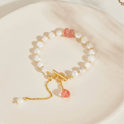 Freshwater Pearl & Pink Aventurine Bracelet - Beautiful Earth Boutique