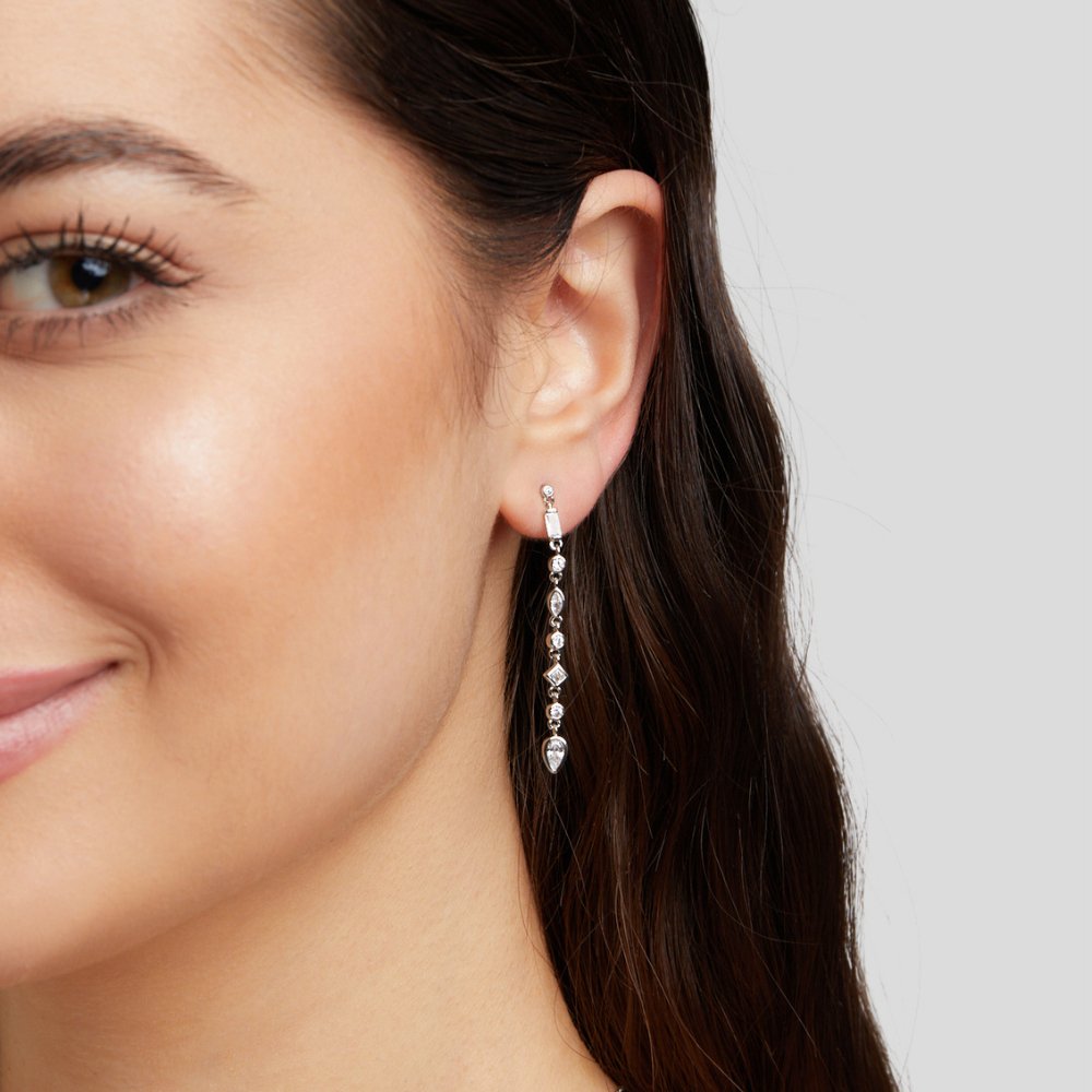 Gianna Silver Crystal Drop Earrings - Beautiful Earth Boutique
