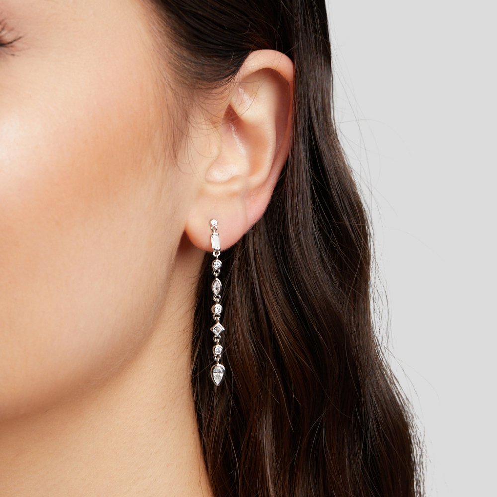 Gianna Silver Crystal Drop Earrings - Beautiful Earth Boutique