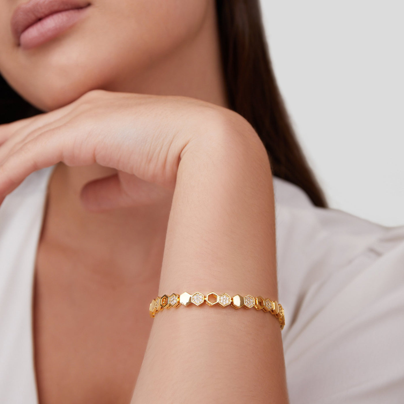 Gold & Crystal Honeycomb Bracelet - Beautiful Earth Boutique