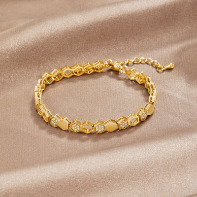 Gold & Crystal Honeycomb Bracelet - Beautiful Earth Boutique
