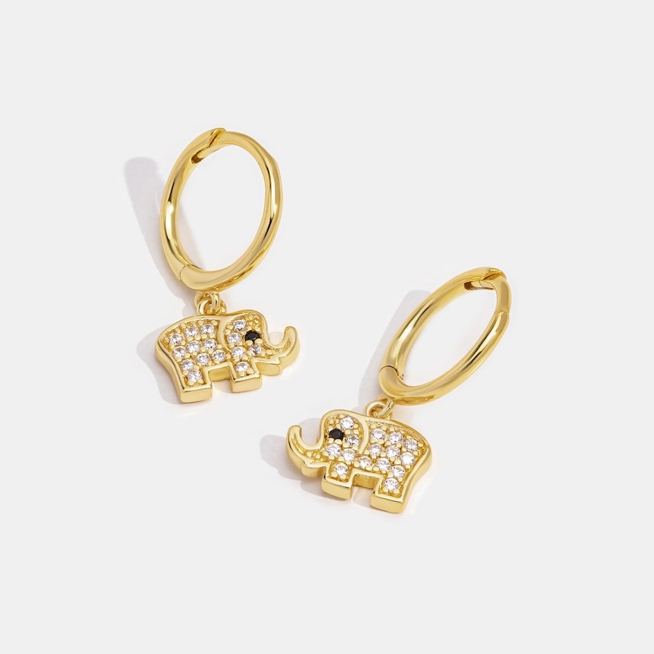 Gold Elephant Drop Earrings - Beautiful Earth Boutique