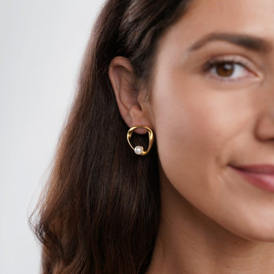 Gold Hoop Pearl Earrings - Beautiful Earth Boutique