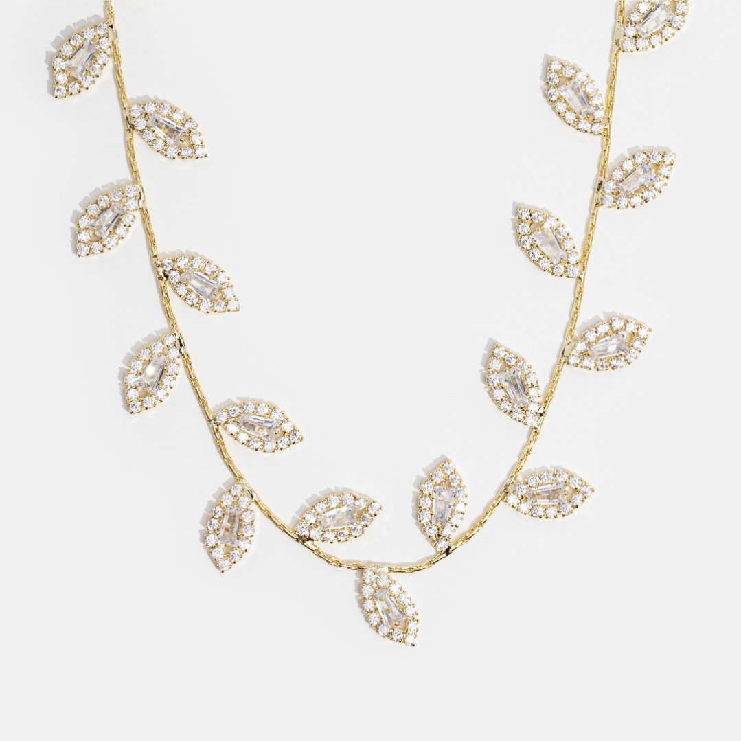 Gold Plated Crystal Vine Necklace - Beautiful Earth Boutique