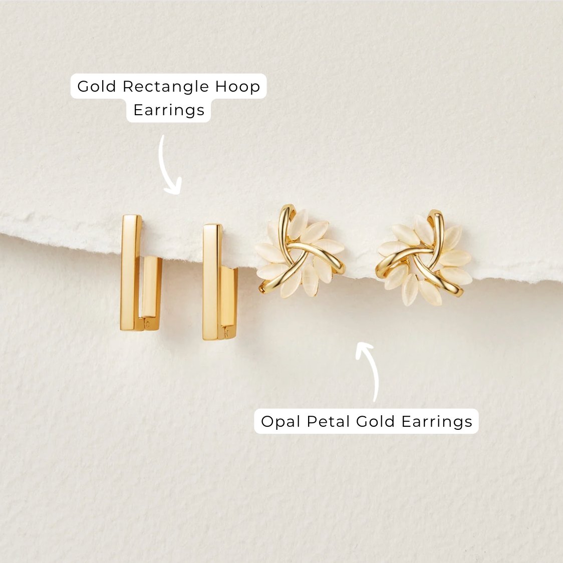 Gold Rectangle Hoop Earrings - Beautiful Earth Boutique
